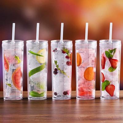 China 16oz Double Wall CLASSIC DIY Straight Lean Coffee Tumblers With Straw For Men And Women for sale