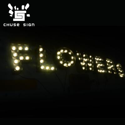 China Buildings CHUSE LED Sign Acrylic Lamp Bulbs With Metal Frame Marquee Letters for sale