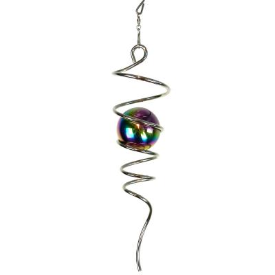 China Europe wind spinner--steel spiral w/stainless multi color staring ball for sale