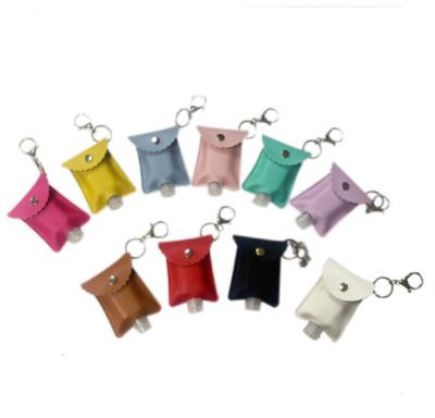 China Europe Color Multi Color Travel Size Bottle Holder PU Sanitizer Holder Tassel Key Chain Leather Waterless Portable Hand Sanitizer Holder for sale