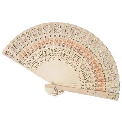 China China Promotional Gift Chinese Carved Wooden Folding Perfume Hand Fan Wedding Fan for sale