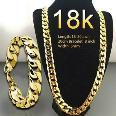 China European 18k Gold Hot Border Necklace Men's Hiphop 6mmNK Chain NK Style HIP HOP Necklace for sale