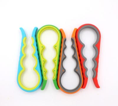 China 4 Viable in 1 Manual Can Opener Multifunctional Plastic Non-slip Jar Bottle Opener for Opening Stubborn Cans for sale