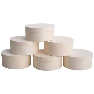 China Recycled Materials Universal Wooden Round Box With Cover Wood Christmas Gift Box For Food / Fruit for sale