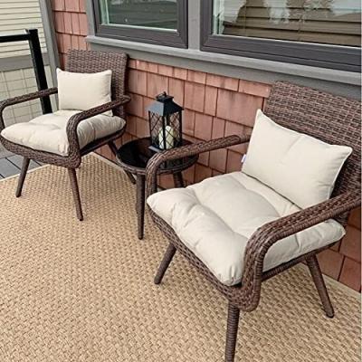 China 3 Piece Patio Weather Outdoor Furniture Set Outdoor Bistro Set, Patio Moden Wicker Chairs and Tempered Glass Side Table Outdoor Patio Furniture Sets for sale