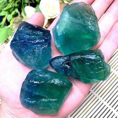 China China Green Fluorite Semi-precious Crystal Healing Garden Fountains Stone Rough Stone for sale