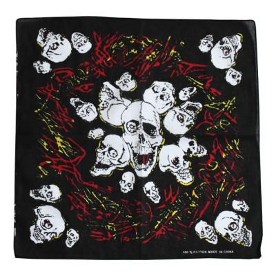 China Hot Sale Chinese Style Cotton Square Skull Printing Bandana For Women Men Bandana Headband Hip Hop Custom for sale