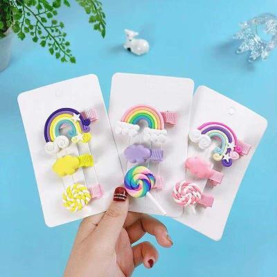 China Handmade fashion hot sale cartoon rainbow hair clips for girls kids hair accessories love hair clips for sale