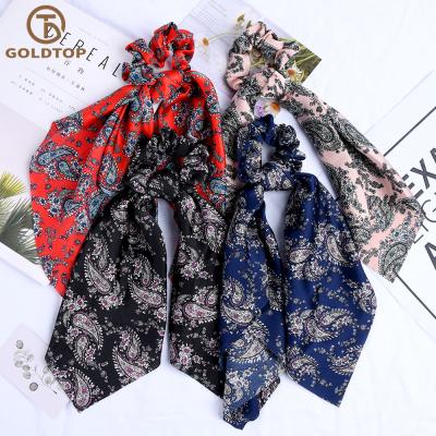 China Daily Life New Arrival Girl Hair Scrunchies Fabfic Stand Scarf Bow Scrunchies Silk Hair Accessories for sale