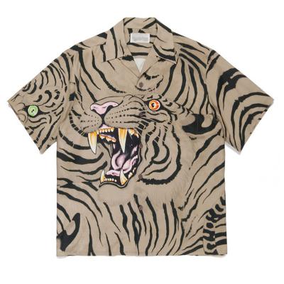 China Tiger Lapel Sleeve Shirt Men Anti-pilling Various Printed Logo Customized New Style Main High Street Short Sleeve Men for sale