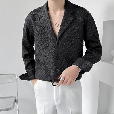 China Type V-Neck Male V-Neck Printed Shirt Customized Light Anti-Shrink And Ultra-Loose Familiar Style Men's Long Sleeve Shirt for sale