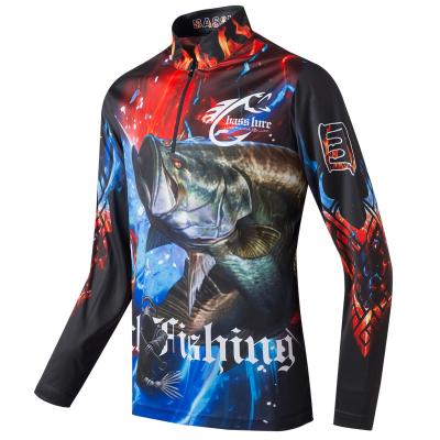 China Fishing Men's Sun Protection Clothing Rack Collar Zipper Outdoor Casual Pullover Long Sleeve Printed Anti-UV Lure Clothing for sale