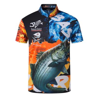 China Fishing Men's Sun Protection Clothing Rack Collar Zipper Outdoor Casual Pullover Printed Short Sleeve Anti-UV Lure Clothing for sale