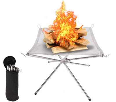 China Collapsible 304 Stainless Steel Stocked Mesh Fireplace , Protable Fire Pit For Outdoor BBQ Grill for sale