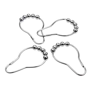 China 12 Pcs Sustainable Home Use Gray Black White Metal Bathroom Shower Curtain Hook Rings for sale