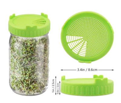 China High Quality Easy Wash Seed Growth Wide Mouth Plastic Mason Jar Sprouting Lid Food Grade Mesh Sprout Cover for sale