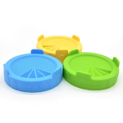 China Non Spill Free Plastic Sprout Free Package BPA Lids 86mm For Wide Mouth Mason Jars Lid Kit for sale