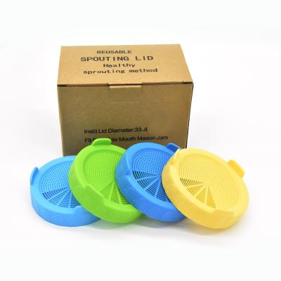 China Non Spill Wide Mouth Mason Jar Sprouting Lid 86mm Amazon BPA Free Plastic Lid With Free Box for sale