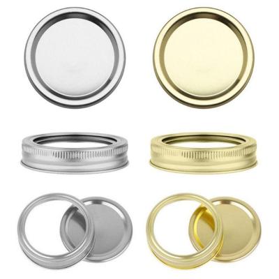 China Regular Non Refillable Mouth 70mm Tinplate Lid, Round Silver Ring Reusable Leak Proof Split-Type Lids With Silicone Gaskets Rings for sale