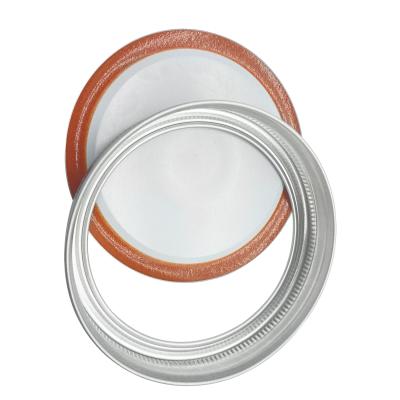 China 70mm/86mm Non-Refillable Mason Jar Lids with Silicone Seal Rings, Around Ring Reusable Tinplate Lids for Kitchen Use for sale