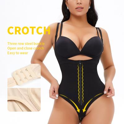 China Custom Logo Antibacterial Antibacterial Tummy Control Waist Trainer Double Ties Front Zipper Tummy Control Waist Trainer for sale