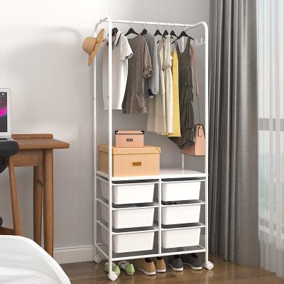 China Contemporary Wholesale High Quality Household Clothes Storage Shelves Stainless Steel White Storage Organizer Box with Wheels for Easy Movement for sale