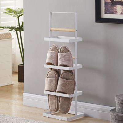 China Contemporary Hot Sale Stainless Steel Bathroom Slipper Organizer Storage Rack Slipper Standing Storage 3 in 1 Shoe Rack WS-2218 for sale