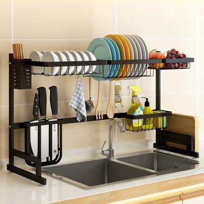 China Kitchen Wholesale 2 Tier Kitchen Above Sink Dish Organizer Drying Storage Rack Universal Dish Rack For Kitchen Products for sale