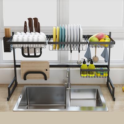 China Contemporary Custom Made Stainless Steel Kitchen Sink Rack Dish Organizer Dish Knife Sponge Drying Storage Racks WS-2223 for sale