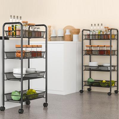 China Wholesale Contemporary Stainless Steel Kitchen Vegetable Storage Rack Condiment Storage Rack Removable 4 Layers Storage Cart for sale