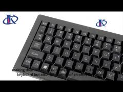 low-cost rugged panelmount plastic keyboard with tiny trackball and 68 keys