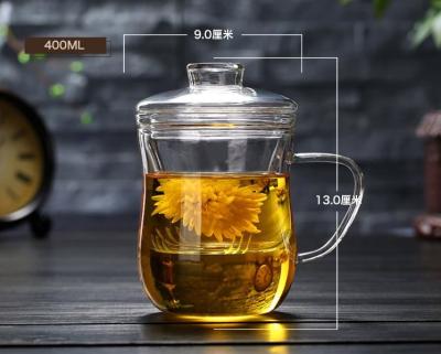 China 400ML Pyrex Glass Brew Viable Tea Cup, Tea Infuser Mug, Loose Leaf Flower Tea Maker With Strainer for sale