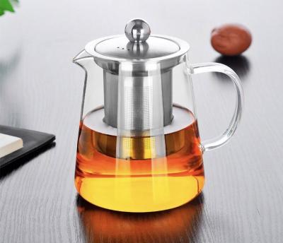 China 27 Ounce Glass Stand Borosilicate Sustainable Heat Resistant Copper Teapot With Infuser Teapot for sale