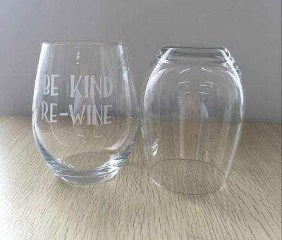 China Stemless Etched Wine Glasses Etched Stemless Wine Glass Cup, Crystal Whiskey Glass Cup for sale