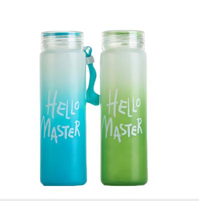 China 2021 New Products Portable Sport Infuser 400ml Glass Water Bottle Colored Glass Water Bottle for sale