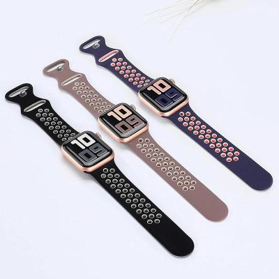 China Popule Siliconen Band For Apple Clock Band 44mm 40Mm 38Mm 42Mm 44mm Armband Iwatch 3 Zacht Ademend Clockband Correa Se Band 4 5 6 for sale