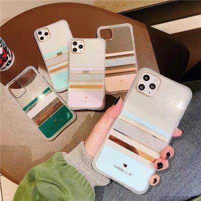 China Anti - Drop Shockproof Electroplating Simple Lovely Transparent IMD Double Charm Case For iPhone 12 for sale