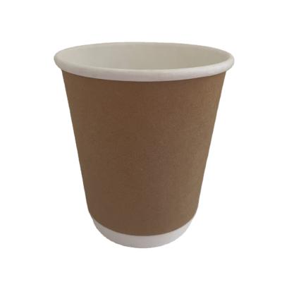 China Disposable Disposable Wall Custom Logo Printed Paper Cups 8oz Double Kraft Paper 12oz Hot Coffee Tea Cups With Lid for sale