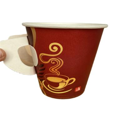 China Single wall disposable hot take away coffee paper cup with handle paper cup manufacturers china wholesale for sale