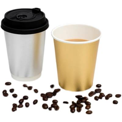 China Disposable Coffee Cups For Party With Stain Gold Foil Paper Cup 12oz Printed Paper Cups for sale