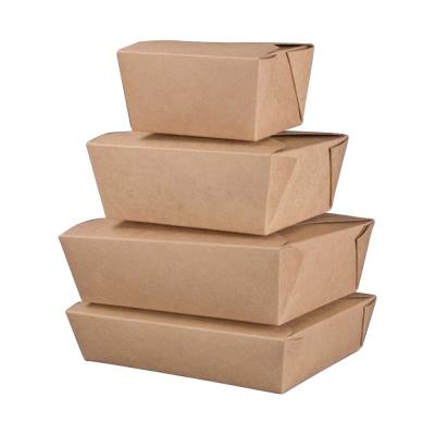 China Custom Single Wall Disposable Lunch Take Out Food Box Salad Bento Fruit Kraft Packing Food Paper Cardboard for sale