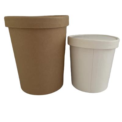 China 8oz-32oz Disposable Kraft Soup Cup Disposable Soup Bowl With Paper Lid for sale