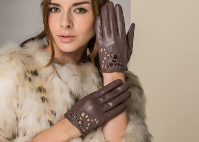 China Embroidered Hollow Cuff Fashion Leather Gloves for Women , Super Short Style for sale