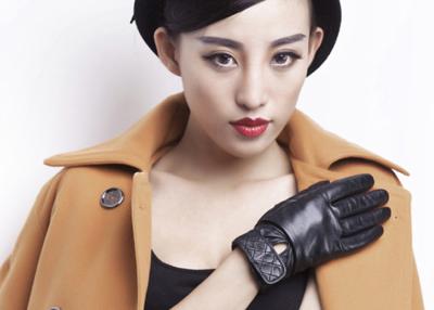 China Classic Women Ladies Winter Leather Gloves With Embroidery Belt Cuff Elastic Wrist for sale