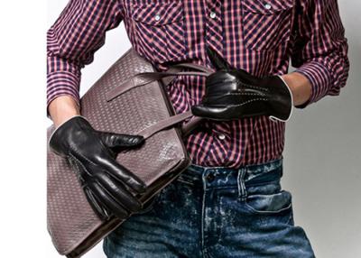 China Cool Basic Men Short Genuine Leather Gloves , Black Sheep Leather Gloves for Man for sale