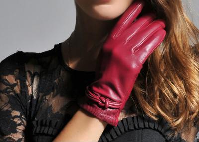 China Belt Cuff Women's Leather Gloves With Red Color / Fashion Style , Sheep Leather Gloves for sale