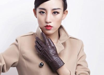 China Autumn or Winter Use Warm Women's Leather Gloves With Embroidery Cuff for sale