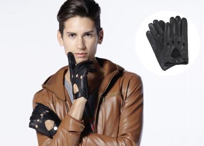 China Winter Black Deerskin Leather Driving Gloves for Men with Perforation Holes for sale