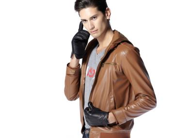 China Men Short Black Deerskin Leather Gloves With Embossed Logo , Customized Size and Color for sale