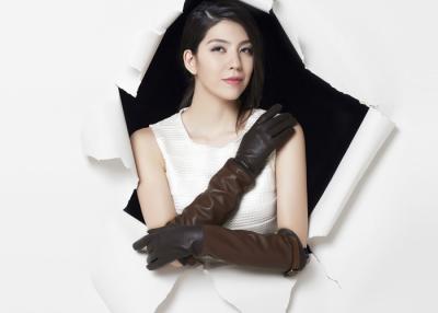 China Belt Cuff Double Color Deerskin Leather Gloves With Long Women Fashion Style for sale